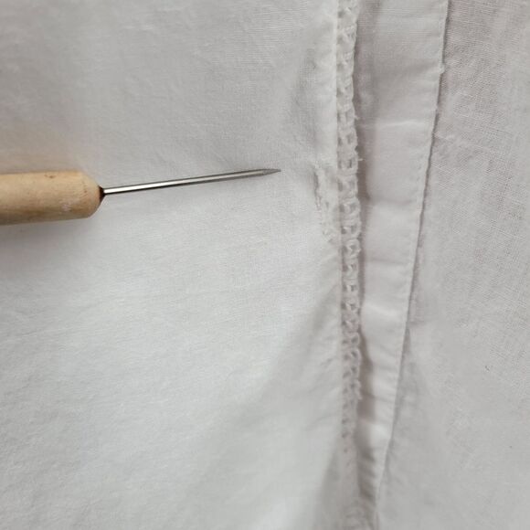 Erika Taylor White Cotton Embroidered Lace Button Up Nightgown Pajama Dress - Picture 13 of 16